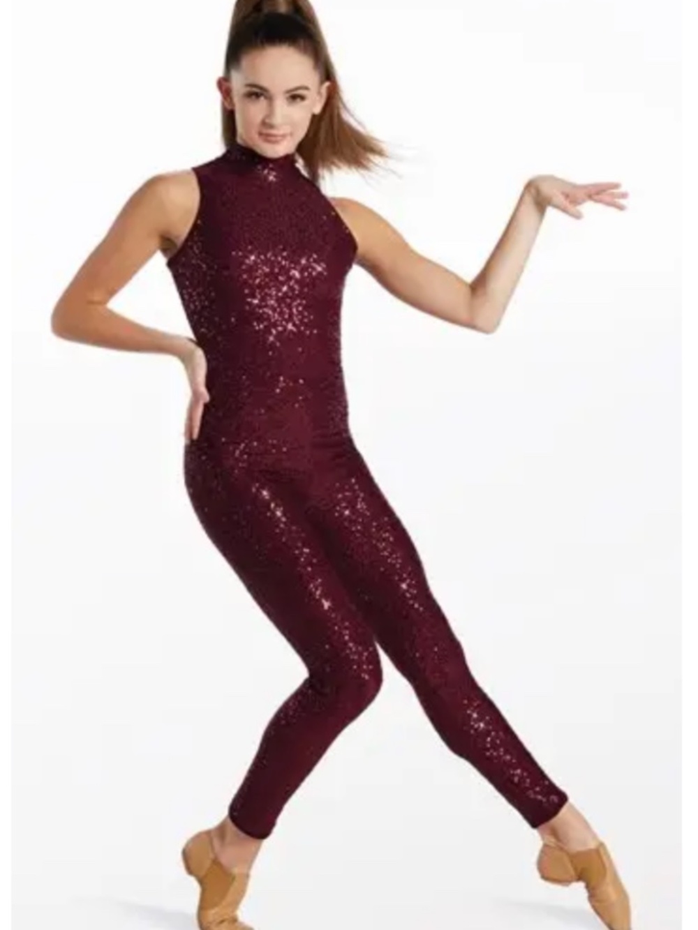 Balera Medium Adult burgundy sequined unitard costume